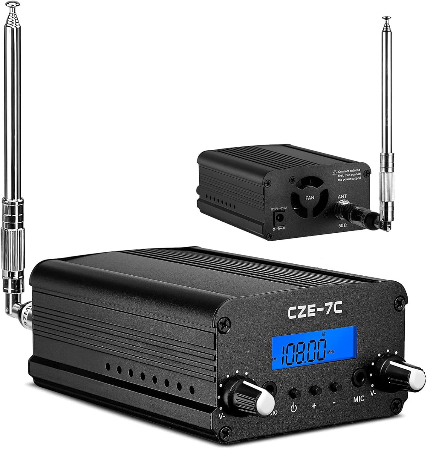 RICHRYCE FM Transmitter for Church, 1W / 7W Broadcast Radio Stereo Station ??Fcc Certified Wireless Broadcast Transmitter 76M to 108Mhz with Mic for Drive-in Movie Theater ??Campus