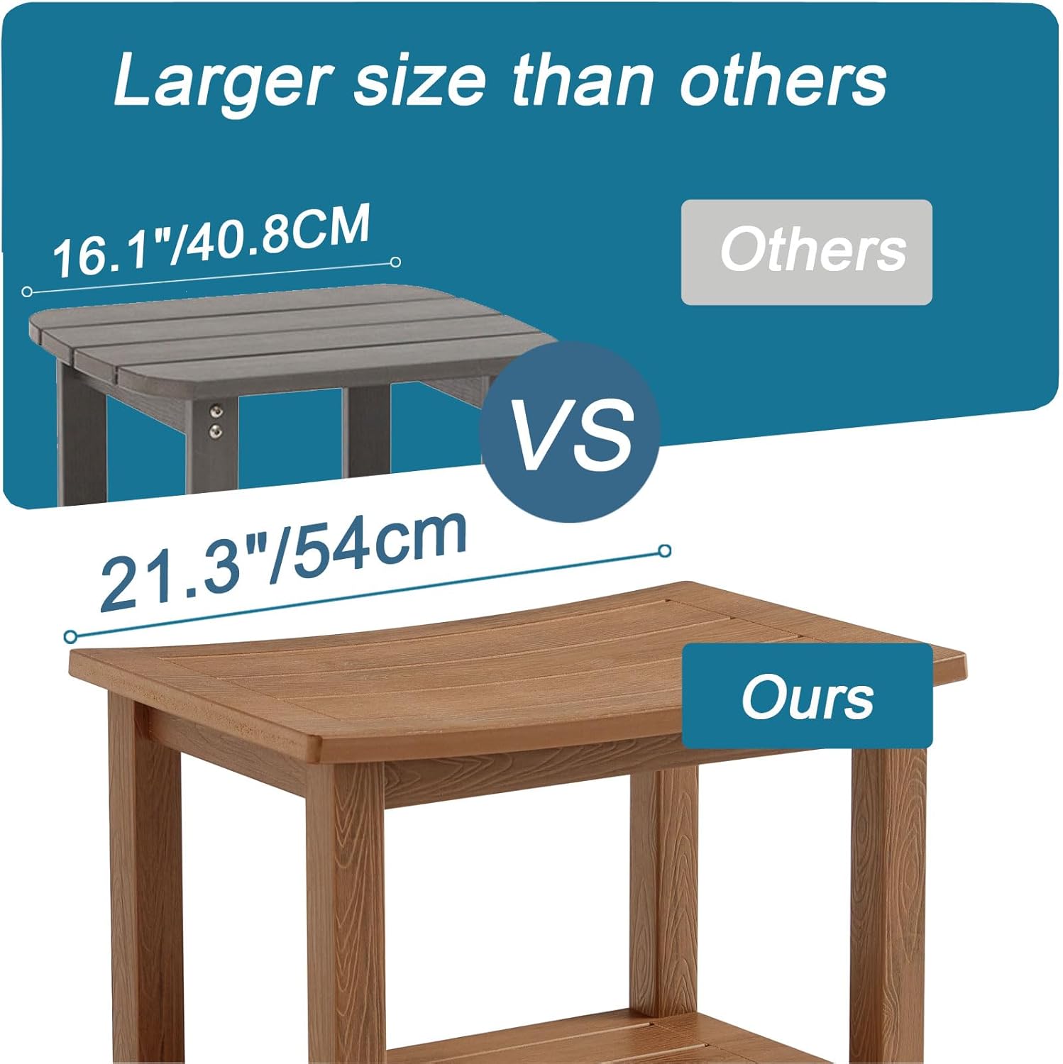 HDPS Shower Bench Seat, Poly Lumber Bathroom Stool for Inside Shower Waterproof, Foot Rest Stool for Shaving Legs with Adjustable Feet, Plastic Spa Bath Chair Seat for Bathroom, Non-Slip, Brown - Image 25