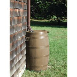 Alternative view of RTS Oak Rain Barrel w/ Brass Spigot