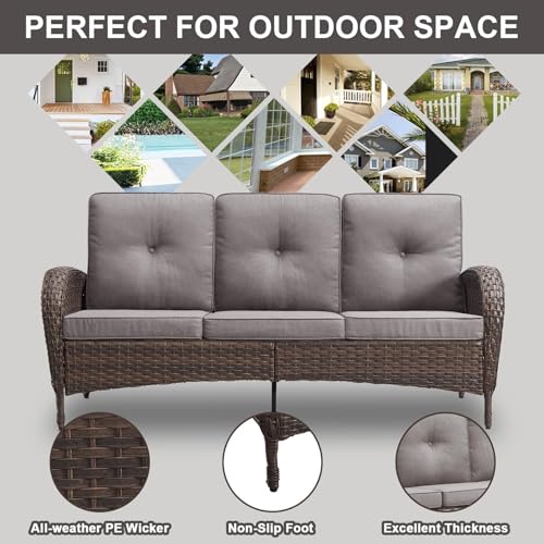 Patio Wicker Chairs Swivel Rocker – Outdoor Swivel Rocking Chairs Set of 2 with Rattan Side Table, Patio Swivel Glider Chair 3 Piece Patio Furniture Sets for Deck Porch Pool Brown/Blue - Image 191