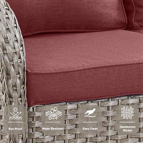 Patio Wicker Chairs Swivel Rocker – Outdoor Swivel Rocking Chairs Set of 2 with Rattan Side Table, Patio Swivel Glider Chair 3 Piece Patio Furniture Sets for Deck Porch Pool Brown/Blue - Image 52