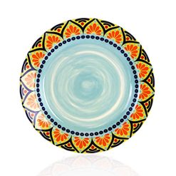 Alternative view of Elama Multicolored Round Stoneware Mandala Pattern Dinnerware Set, 16 Piece, Green