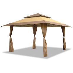 Z-Shade 13 x 13 Foot Instant Gazebo Canopy Tent Outdoor Patio Shelter Tan Brown