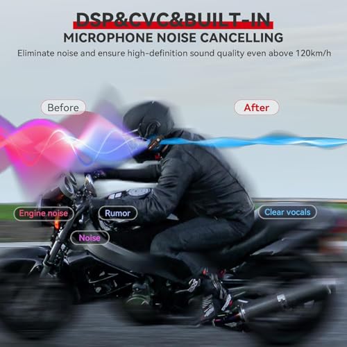 Motorcycle Bluetooth Headset V5.2 with Music Sharing, 2-Way Motorcycle Helmet Bluetooth with IP67 Waterproof, Motorcycle Communication Systems with Hi-FI Speakers for ATV/Snowmobile/Ski, 2 Pack - Image 29