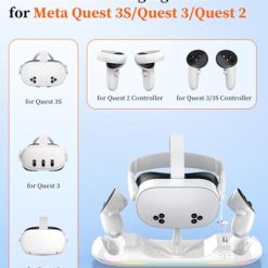 Alternative view of Charging Dock for Meta Quest 3S/3/2, 20W Magnetic Charging Station for Oculus Quest 3S/3/2 Accessories with Rechargeable 2X2100mAh Batteries, RGB Charging Stand for VR Headset & Controllers