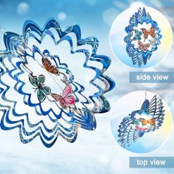 Alternative view of Hummingbird Wind Spinner – Hummingbird Gift for Women Men, Metal Wind Spinners for Outdoor & Indoor Decoration 12in 3D Hanging Bird Wind Catcher Unique Garden Decor Kinetic Yard Art Ornament