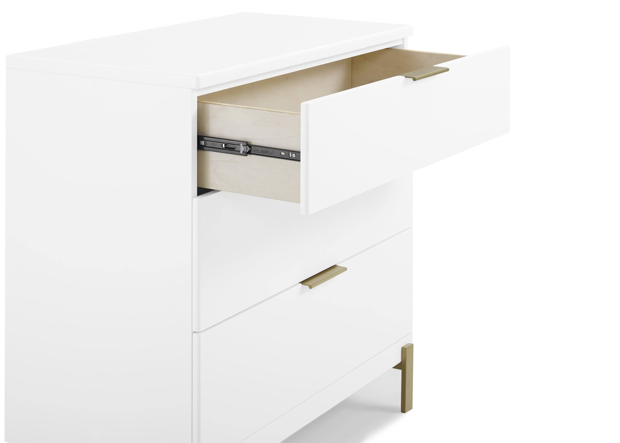 Delta Children Hendrix 3 Drawer Dresser in Bianca White/Bronze - Image 4