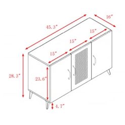 Alternative view of Spacious 45 Sideboard Buffet Cabinet with Rattan Mesh Doors, Durable Melamine and Carbon Steel Kitchen Storage Cabinet, Elegant Engineering Wood Frame, Versatile for Dining Room, Bedroom
