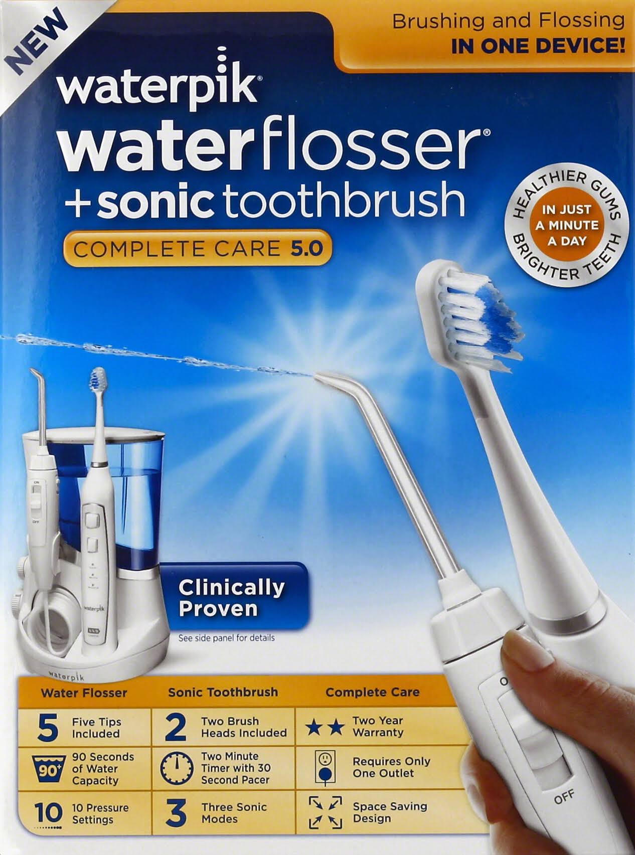 Waterpik Water Flosser + Sonic Toothbrush, Complete Care 5.0 – 1 Pack - Image 3