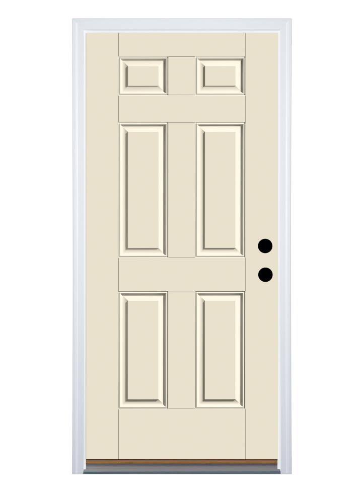Therma-Tru Benchmark Doors 32-in x 80-in Fiberglass Left-Hand Inswing Ready to Paint Unfinished Prehung Single Front Door in Whi