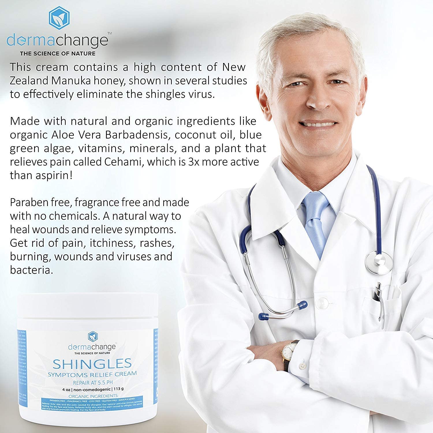 Natural Shingles Treatment and Relief Cream – with Manuka Honey – Shingle Nerve Pain Ointment – Natural Moisturizer for Face and Body – Stops Shingle Breakouts, Burning, Scar, Itchy Dry Skin (8oz) - Image 6