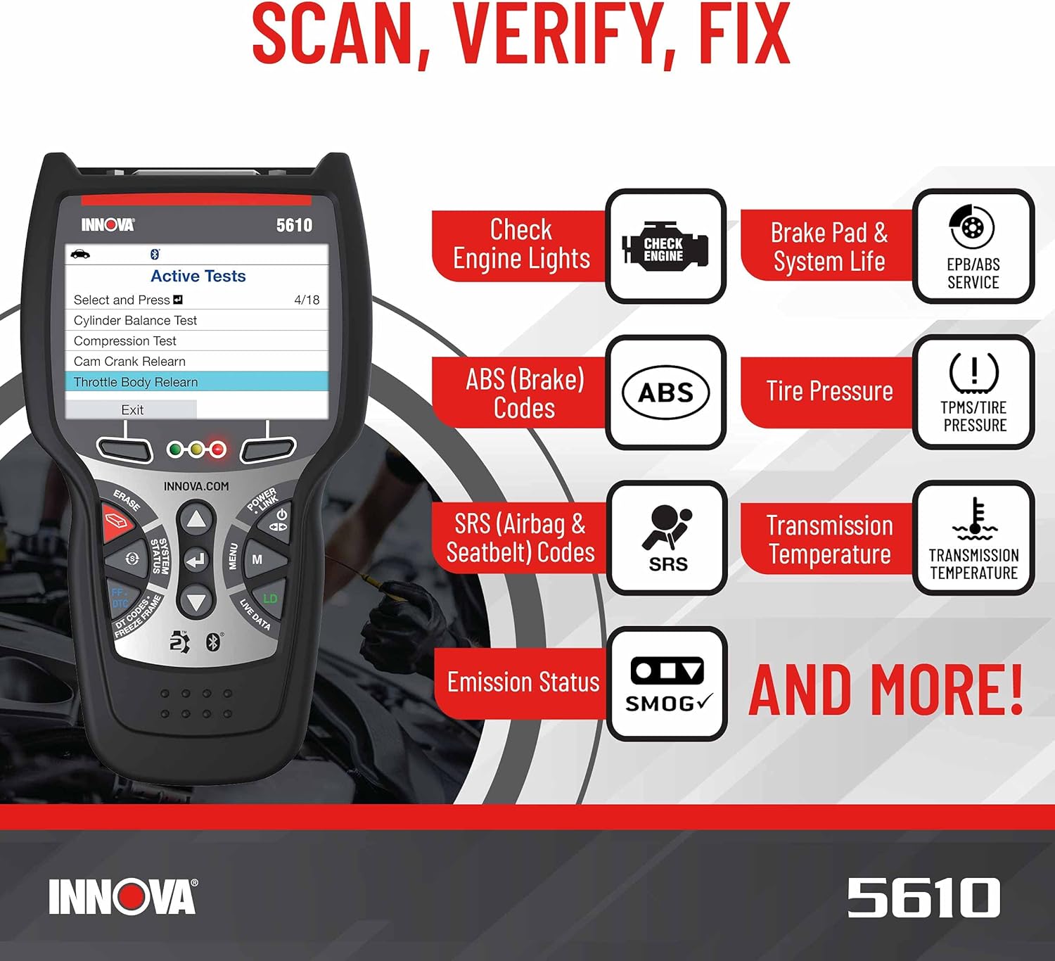INNOVA 5610 – Newest 2022 OBD2 Diagnostic Code Scanner – BiDirectional System Test, Special Reset Function, All System Scan, Live Data - Image 2