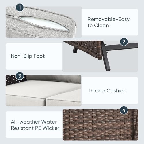Patio Wicker Chairs Swivel Rocker – Outdoor Swivel Rocking Chairs Set of 2 with Rattan Side Table, Patio Swivel Glider Chair 3 Piece Patio Furniture Sets for Deck Porch Pool Brown/Blue - Image 93