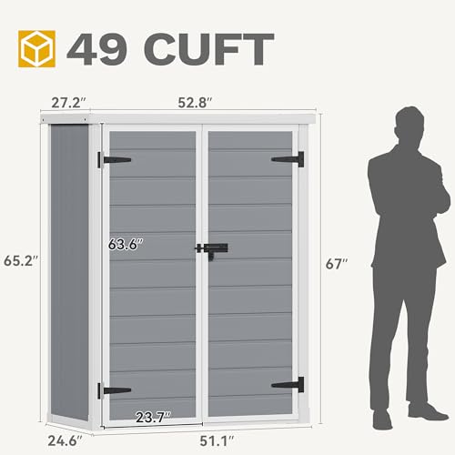 DWVO 5x3ft Resin Outdoor Storage Shed with Floor, Waterproof Lockable Storage Shed with Window, Plastic Outside Tool Storage for Garden, Backyard, Patio, Lawn, Gray - Image 58