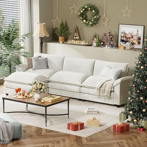 YESHOMY Sectional Modular Sofa U Shaped Chenille Fabric Couch with High Supportive & Soft Sponges and Removable Ottoman, Sleeper Comfy Upholstered Furniture for Living Room, Grey - Image 26