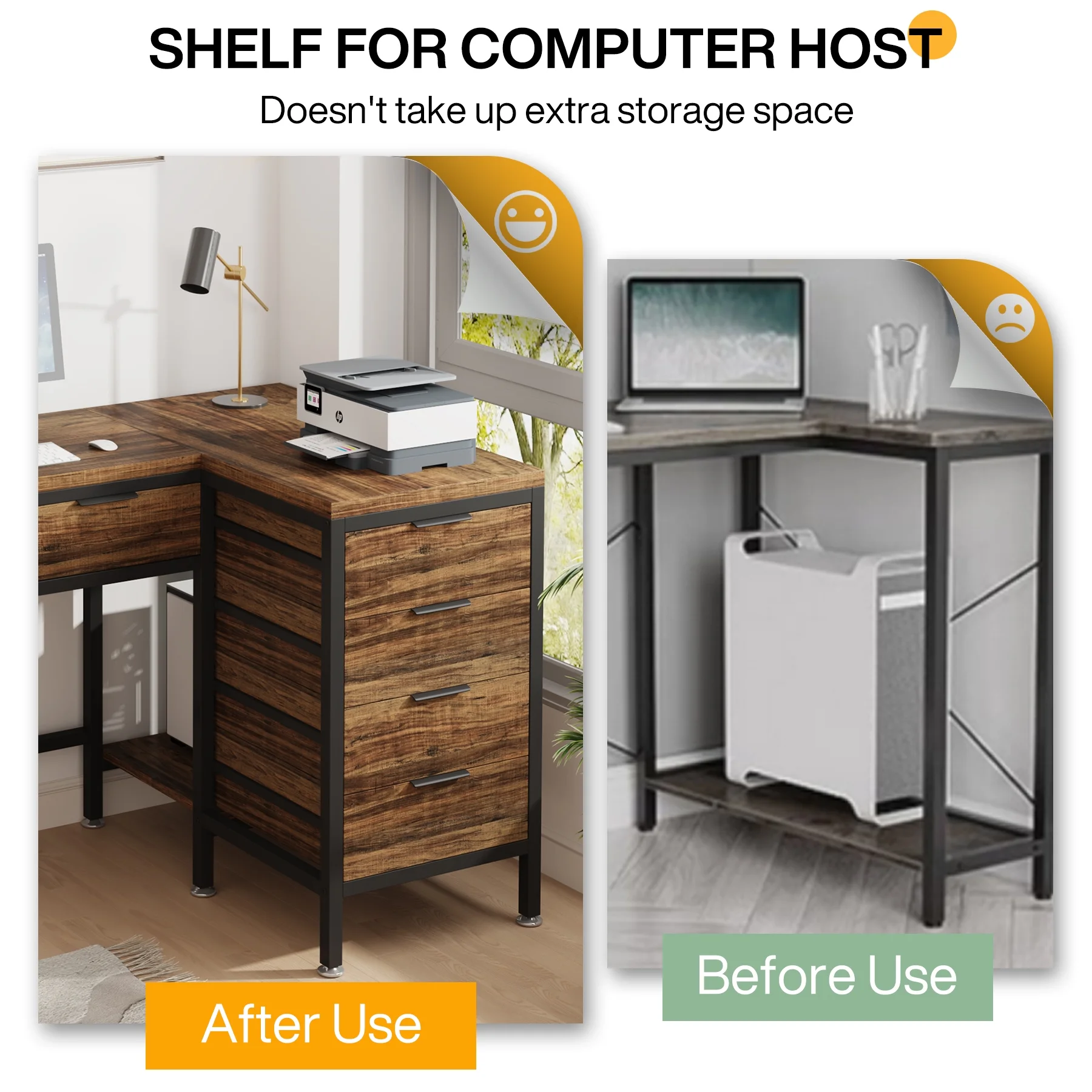 Tribesigns L-Shaped Desk with 6 Drawers, 47 in. Computer Corner Desk with CPU Storage Stand, Home Office Writing Desk Space-Saving Workstation Table - Image 4