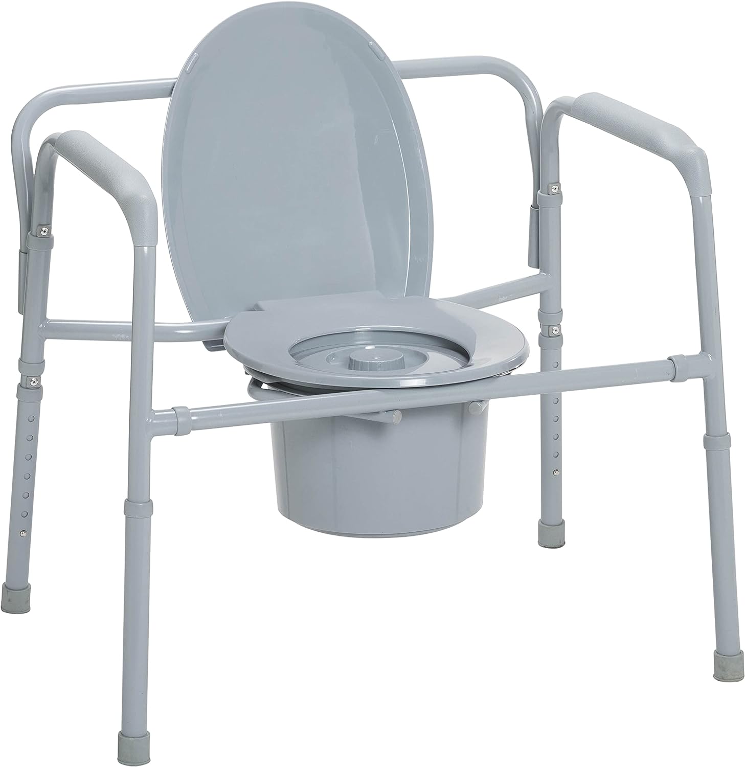 Drive Medical 11117N-1 Bariatric Commode Chair for Toilet with Arms, Gray - Image 3
