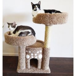 Alternative view of New Cat Condos Double Perch Solid Wood Cat Condo (Brown)