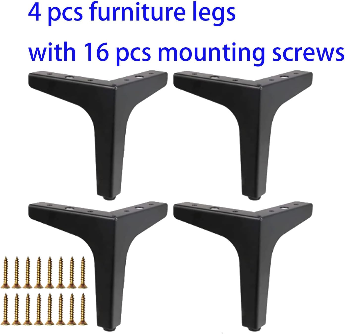 4 Inch Furniture Legs Modern Metal Cabinet Legs Set of 4, Furniture Feet Black Dresser Legs DIY Replacement Feet for Table Sofa Nightstand Chair Couch Ottoman Cabinet - Image 3