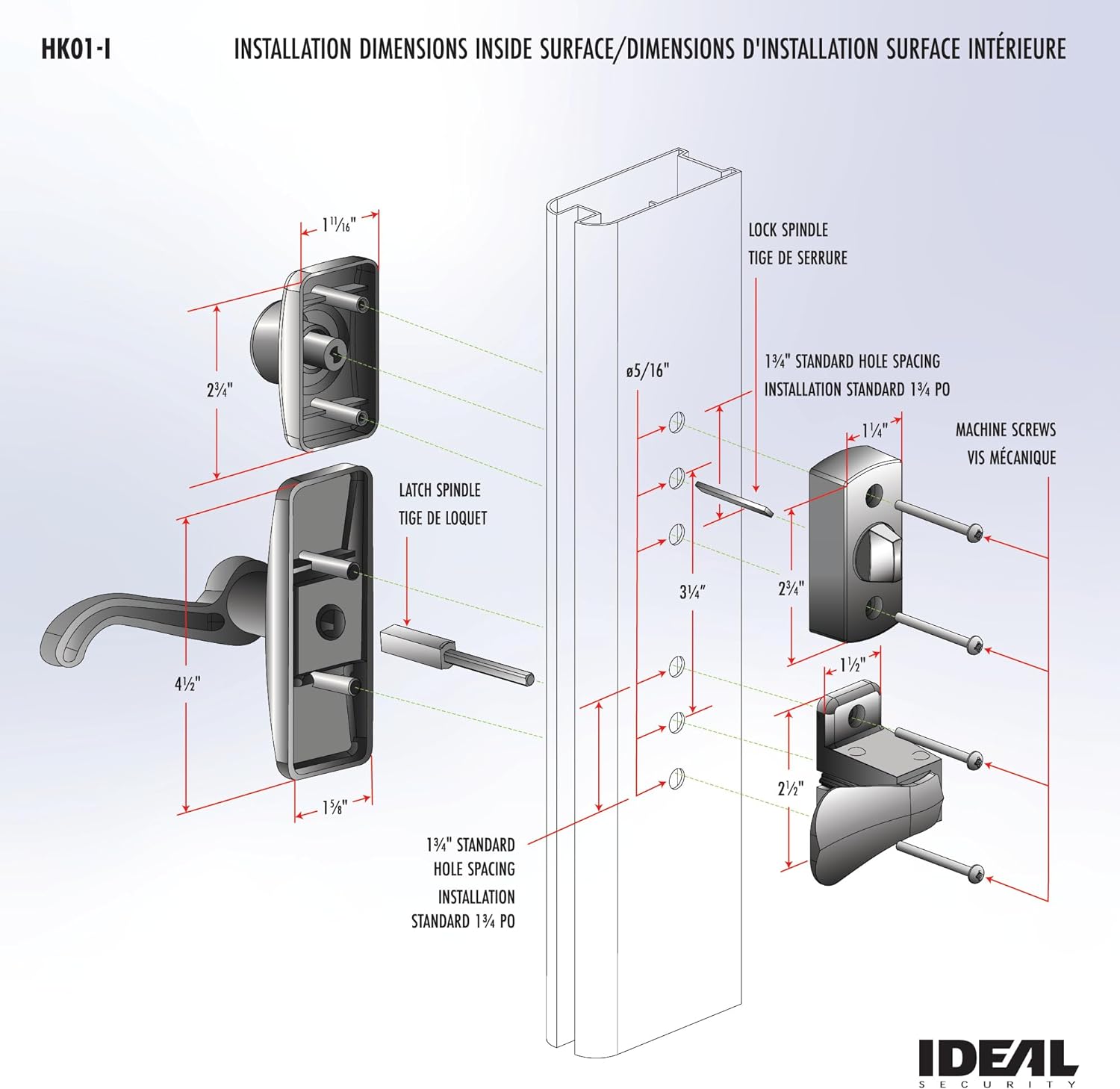 Ideal Security Door Lever with Deadbolt Lock for Storm and Screen Doors, Satin Gold - Image 7