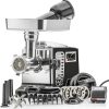STX Turboforce IIPlatinum w/Foot Pedal Heavy Duty Electric Meat Grinder & Sausage Stuffer: 6 Grinding Plates, 3 S/S Blades, 3 Sausage Tubes, Kubbe, 2 Meat Claws, Burger-Slider Patty Maker – White