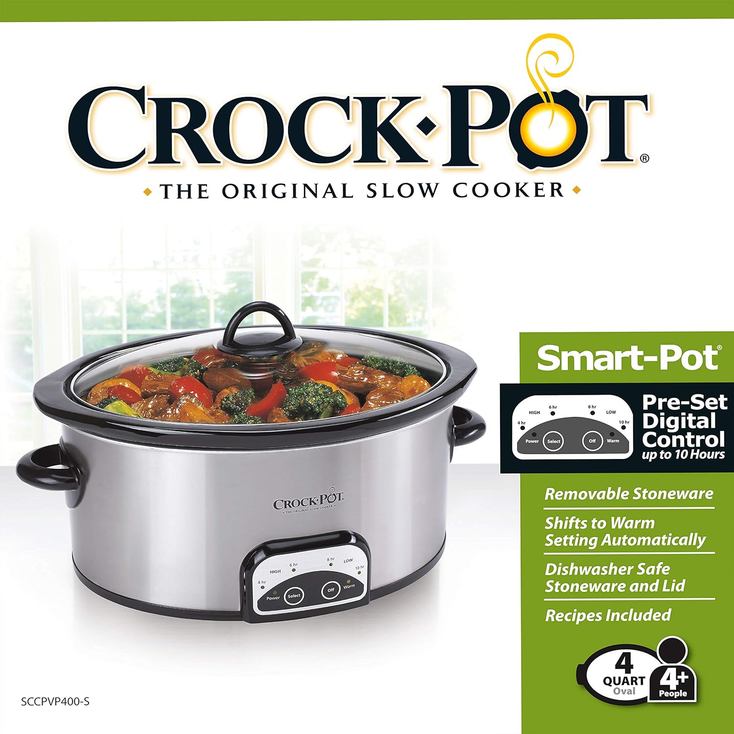 Crock-Pot 4-Quart Smart-Pot Programmable Slow Cooker, Silver - Image 3