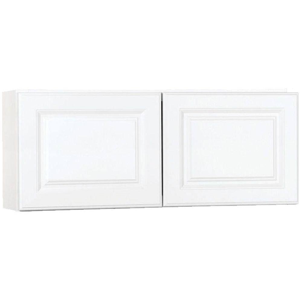 Hampton Bay Hampton Assembled 36x15x12 in. Wall Bridge Kitchen Cabinet in Satin White