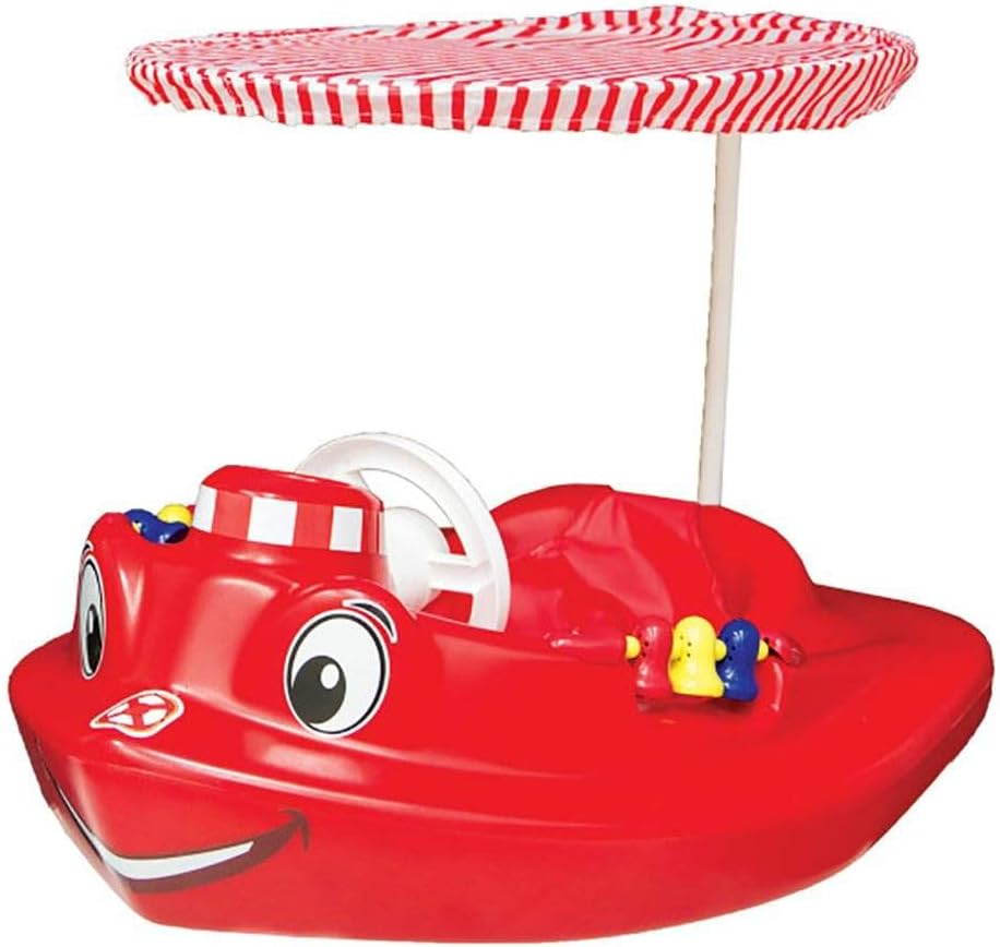 SwimWays Plastic Molded Baby Swimming Pool Tug Boat Float with Toys and Canopy