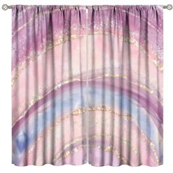 Abstract Marble Curtains,Modern Art Golden Blue Marble Blue Sea Vintage Window Treatment Curtains for Living Room,Marble Kitchen Curtains 27.5x63in,2 Panel Set