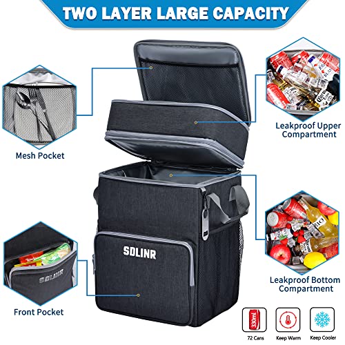 72-Can Large Rolling Cooler, Leakproof Insulated Soft Cooler Bag with Wheels and Handle Collapsible for Beach Camping Patio Travel Outdoor - Image 2