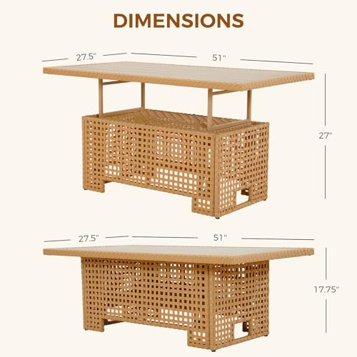 Grand patio 7-Piece Wicker Patio Furniture Set, Boho Outdoor Conversation Set Sectional Sofa with Water Resistant Thick Cushions and Coffee Table, Cream - Image 8