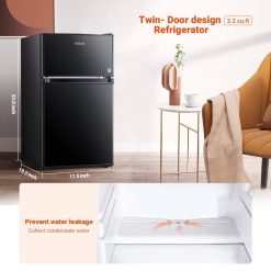 Alternative view of Tacklife Mini Fridge with Freezer 3.1 Cu.ft, Compact Refrigerator 2 Door Low Noise, Energy Saving, LED INSIDE, Upright Fridge fo