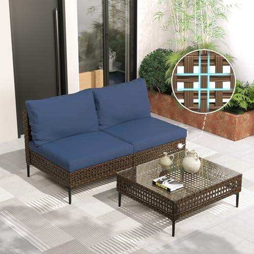 Grand patio 7-Piece Wicker Patio Furniture Set, Boho Outdoor Conversation Set Sectional Sofa with Water Resistant Thick Cushions and Coffee Table, Cream - Image 57