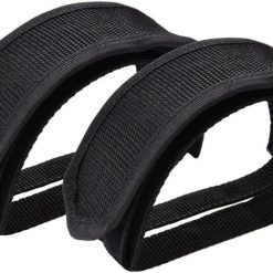 Bike Pedals with Straps, 2Pcs Pedal Straps Cycling Kids Bike Foot Pedal Straps Toe Clips Straps Tape for Fixed Gear Bike Black