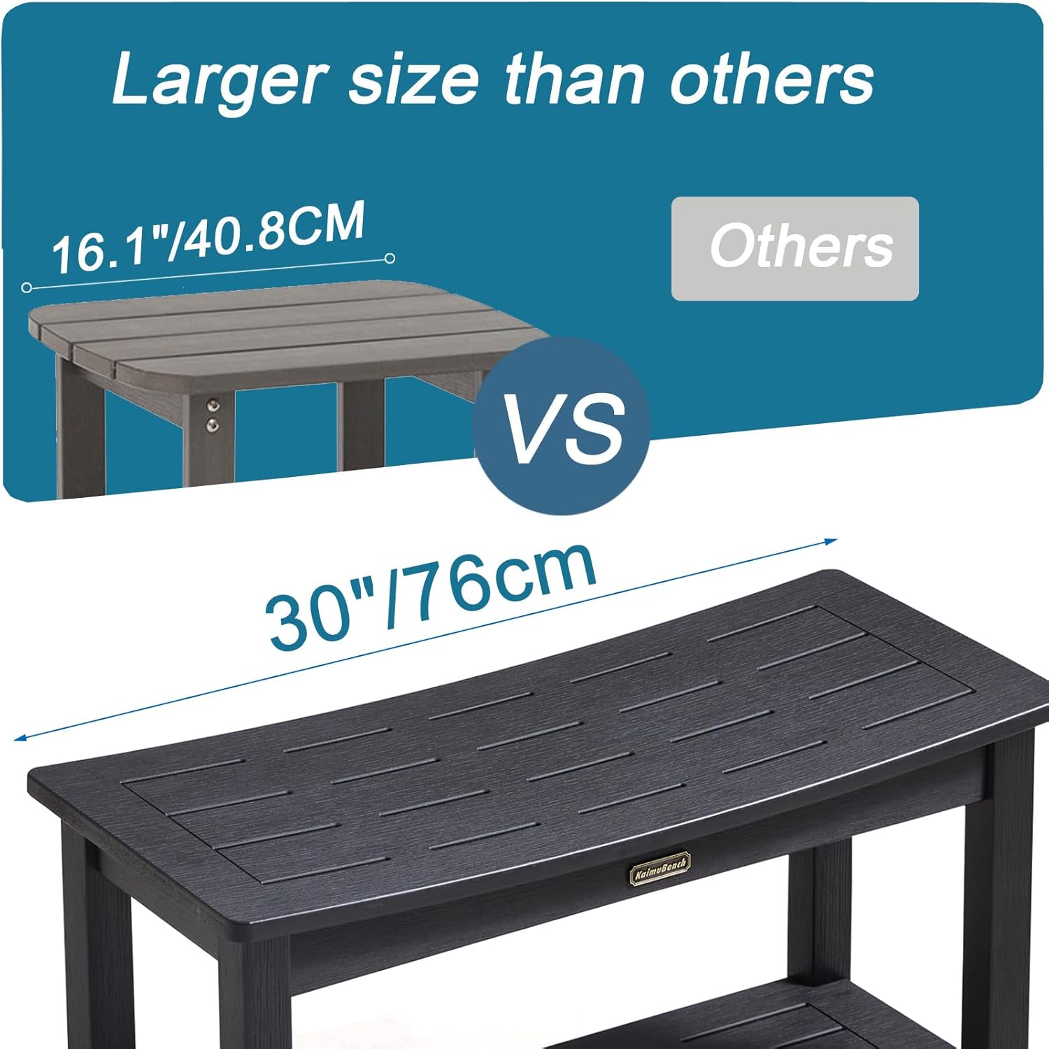 HDPS Shower Bench Seat, Poly Lumber Bathroom Stool for Inside Shower Waterproof, Foot Rest Stool for Shaving Legs with Adjustable Feet, Plastic Spa Bath Chair Seat for Bathroom, Non-Slip, Brown - Image 8