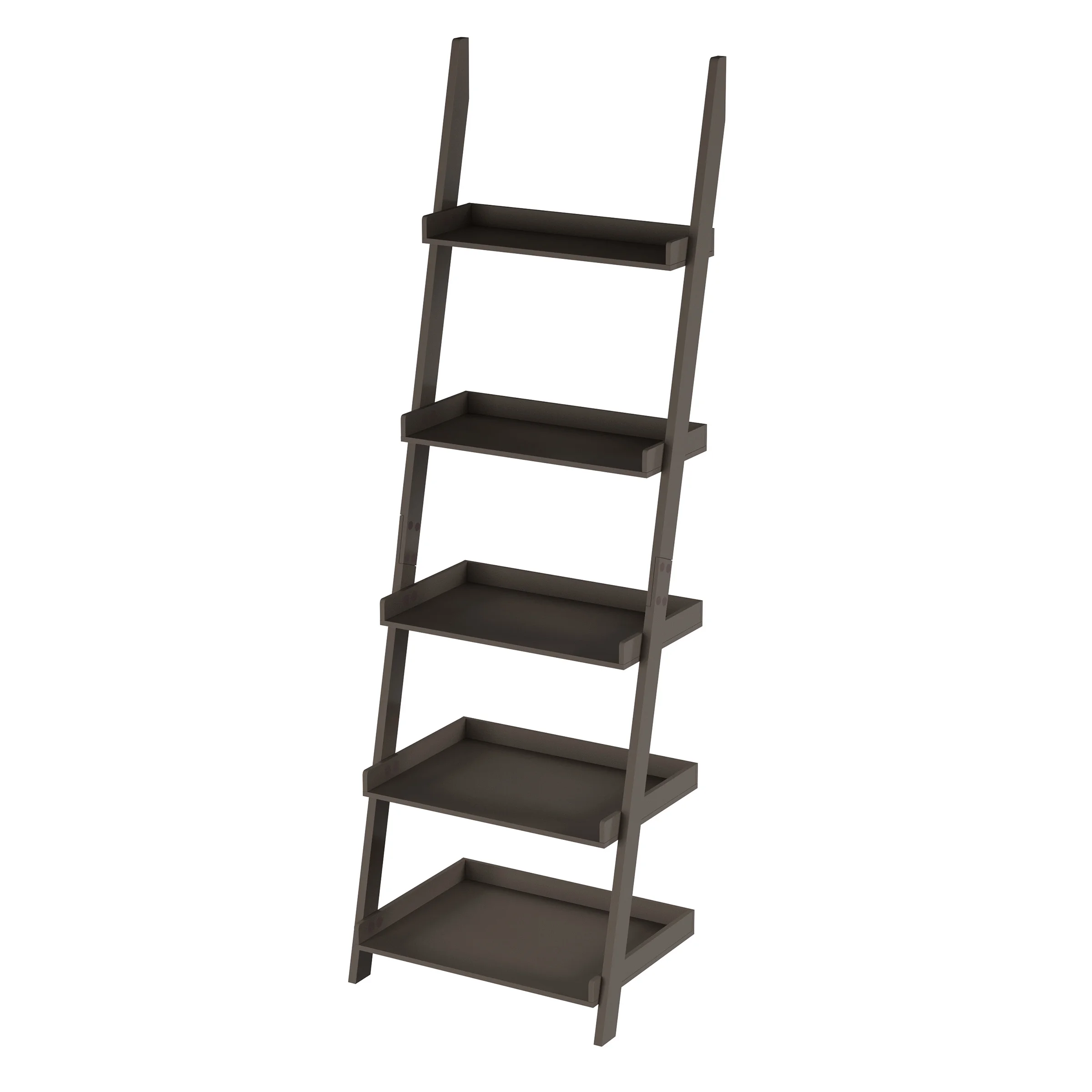 Ladder Bookshelf- 5 Tier Leaning Decorative Shelves for Display-Slate Gray Shelf Stand-Living Room Bathroom & Kitchen Shelving by Lavish Home - Image 7