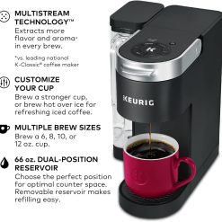 Alternative view of Keurig K-Supreme Single Serve K-Cup Pod Coffee Maker, MultiStream Technology, 4 Brew Sizes, 66oz Dual-Position Removable Reservoir, Black