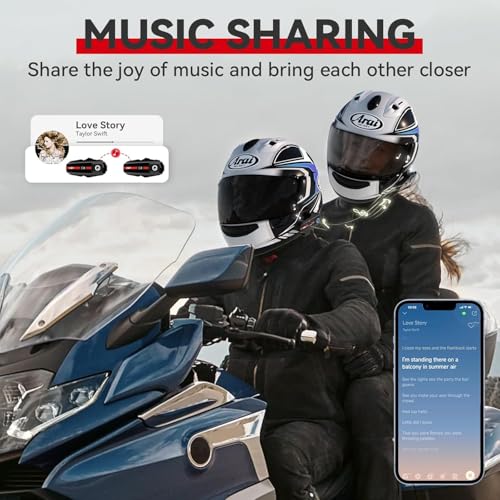 Motorcycle Bluetooth Headset V5.2 with Music Sharing, 2-Way Motorcycle Helmet Bluetooth with IP67 Waterproof, Motorcycle Communication Systems with Hi-FI Speakers for ATV/Snowmobile/Ski, 2 Pack - Image 16