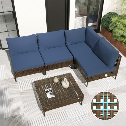 Grand patio 7-Piece Wicker Patio Furniture Set, Boho Outdoor Conversation Set Sectional Sofa with Water Resistant Thick Cushions and Coffee Table, Cream - Image 50