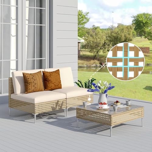 Grand patio 7-Piece Wicker Patio Furniture Set, Boho Outdoor Conversation Set Sectional Sofa with Water Resistant Thick Cushions and Coffee Table, Cream - Image 24