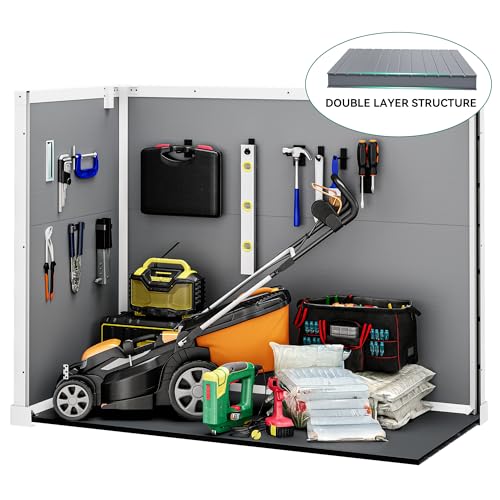 DWVO 5x3ft Resin Outdoor Storage Shed with Floor, Waterproof Lockable Storage Shed with Window, Plastic Outside Tool Storage for Garden, Backyard, Patio, Lawn, Gray - Image 26