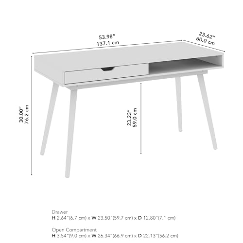 Bush Furniture Nora 54W Writing Desk in Dark Walnut | Computer Table for Home Office Workspace or Entryway - Image 2