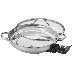 Aroma Gourmet AFP-1600S Steel Electric Skillet, Silver