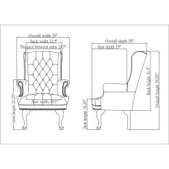 Alternative view of Lorell 777 QA Queen Anne Wing Back Reception Chair