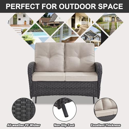 Patio Wicker Chairs Swivel Rocker – Outdoor Swivel Rocking Chairs Set of 2 with Rattan Side Table, Patio Swivel Glider Chair 3 Piece Patio Furniture Sets for Deck Porch Pool Brown/Blue - Image 45