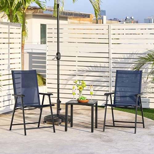 Yaheetech Patio Dining Chairs Set of 4 with Armrests, Outdoor Folding Chairs with Metal Frame and Backrest for Lawn, Garden, Yard and Poolside, Black - Image 22
