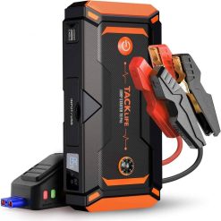 Tacklife T8 Pro 1200A Peak 18000mAh Water-Resistant Car Jump Starter with LCD Screen, Orange