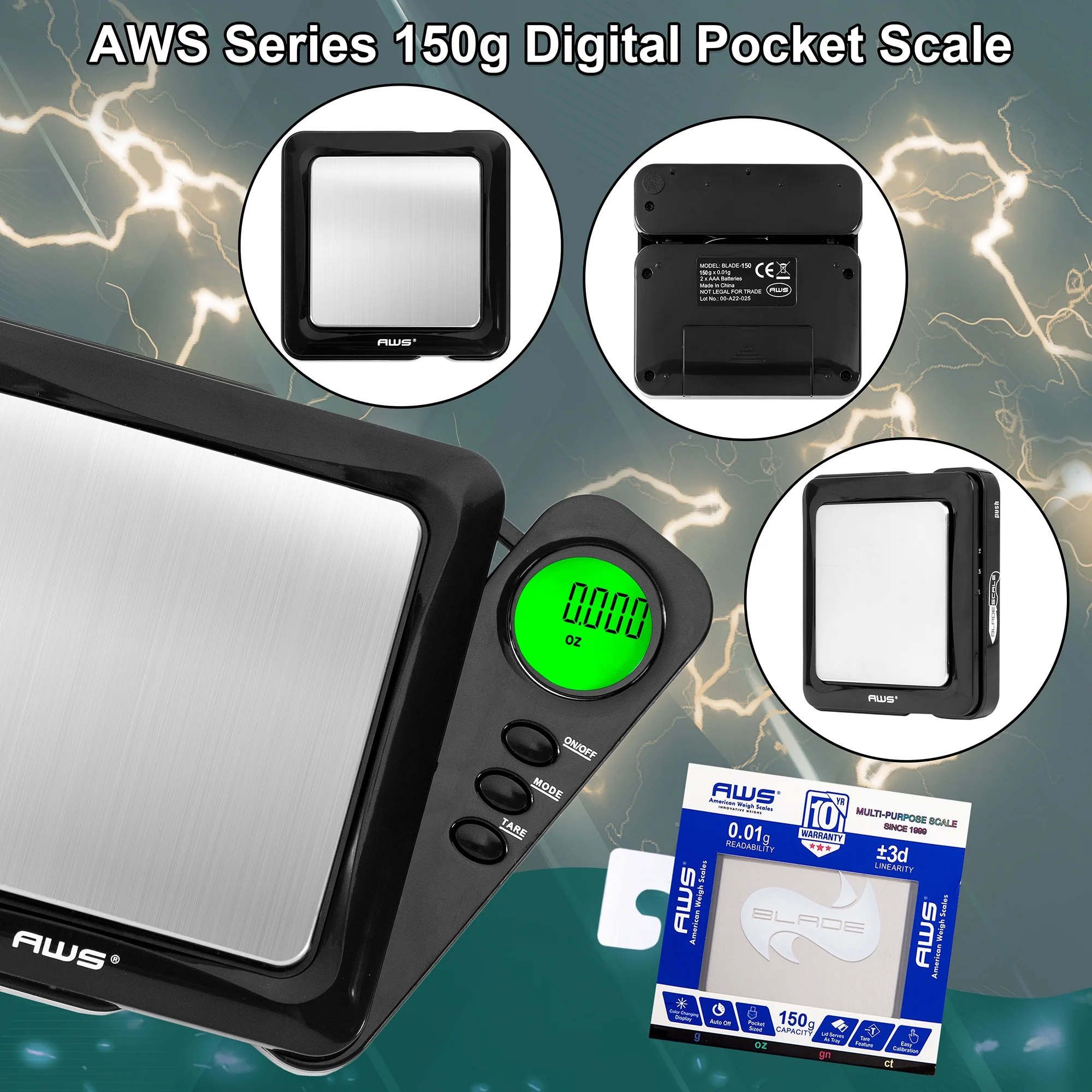 Blade 150g Carbon Fiber Black Special Edition Digital Pocket Scale Series - Image 3