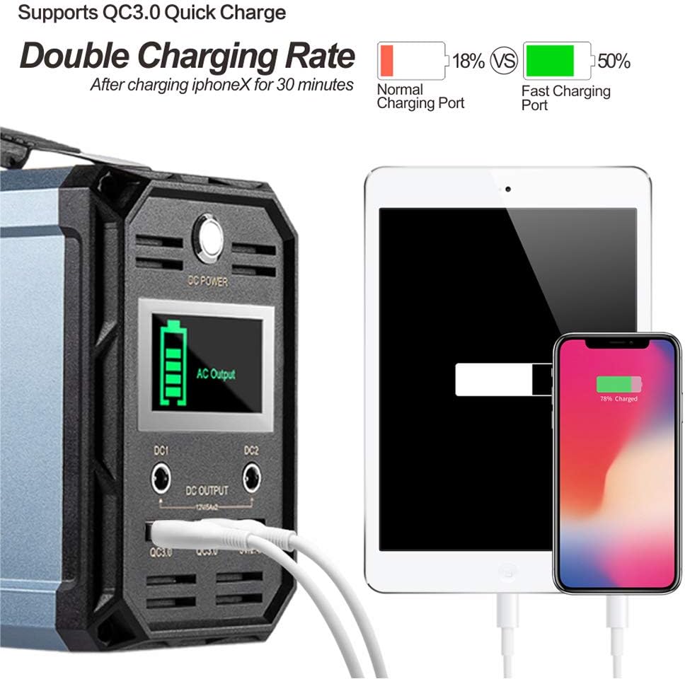 300W Solar Generator, FlashFish 60000mAh Portable Power Station Camping Potable Generator, CPAP Battery Recharged by Solar Panel/Wall Outlet/Car, 110V AC Out/ DC 12V /QC USB Ports for CPAP Camp Travel - Image 4
