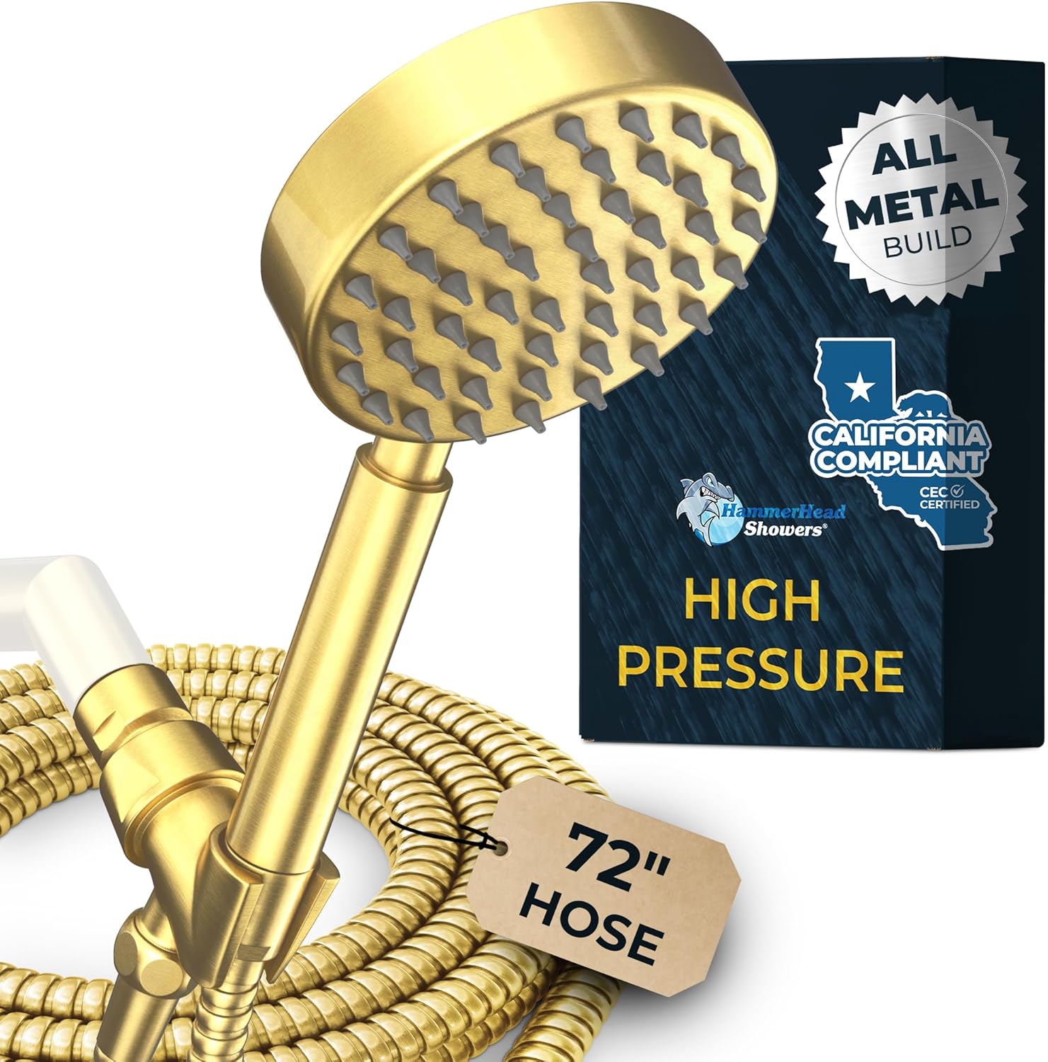 HammerHead Showers? Solid Metal LOW FLOW Handheld Shower Head with Hose and Brass Holder – OIL RUBBED BRONZE ?C Water Saving 1.75 GPM Detachable Shower Head – Adjustable Shower Wand Bracket & 6ft Hose - Image 2